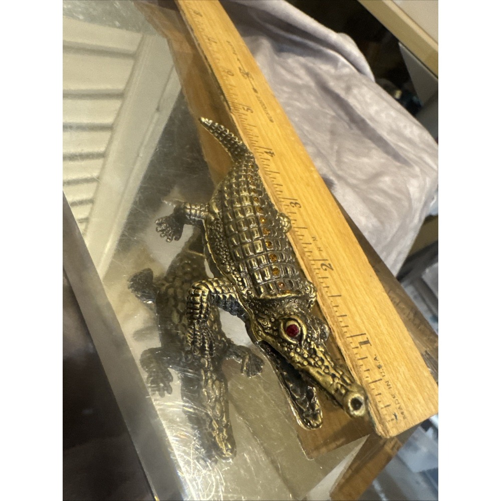 Alligator crocodile Jeweled‎ Crystals/Trinket Jewelry Box/Great Detail